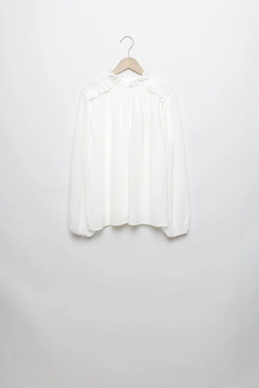 Blusa Volantillo con Forro Blanca