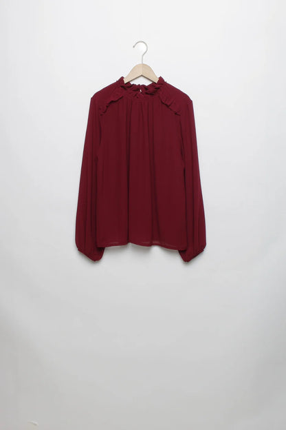 Blusa Volantillo con Forro Burgundy