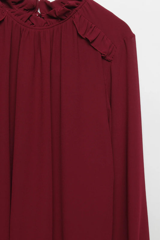 Blusa Volantillo con Forro Burgundy