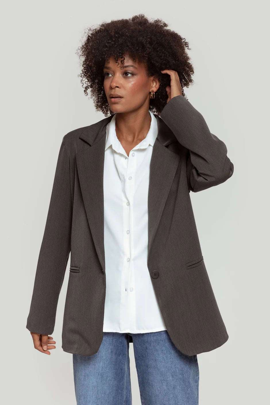 Blazer Corte Recto Gris